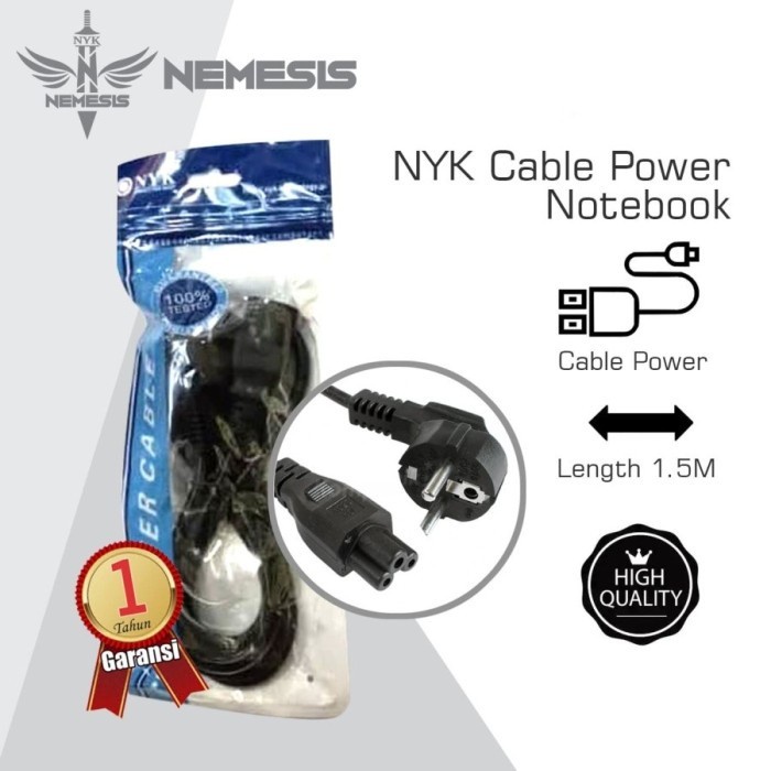 Kabel power adaptor laptop/notebook 3 lubang - 1.5m Tebal NYK