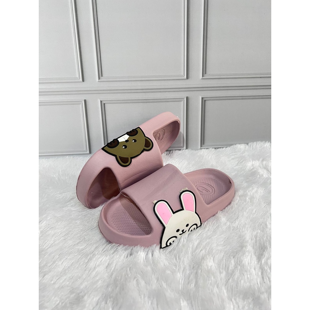 DX-386C Sandal Selop Anak Perempuan / Sandal Slide Motif Kelinci Beruang Merek Dulux Ukuran 30-35