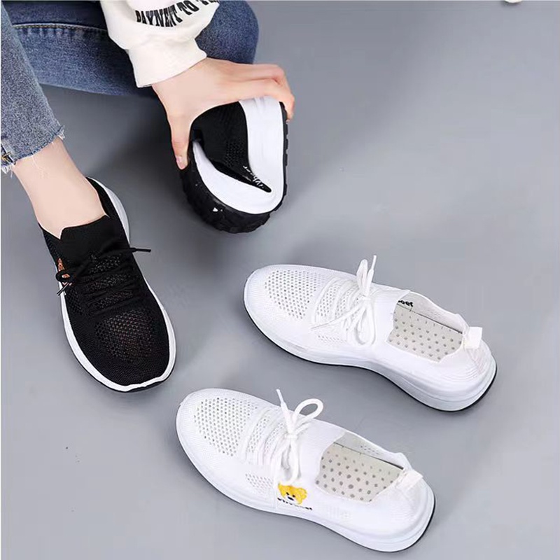 Sepatu Sneakers Wanita Bear Design Kekinian - X-2