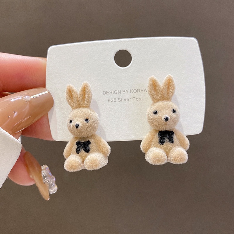 Anting S925 Silver Needle Bentuk Kelinci Plush Gaya Jepang Dan Korea Untuk Wanita