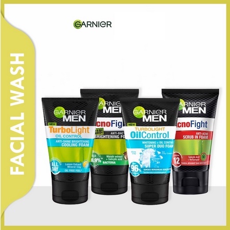 Garnier Men Facial Wash Anti Acne / Turbolight / Super Duo Foam / Wasabi 50ml/100 ml