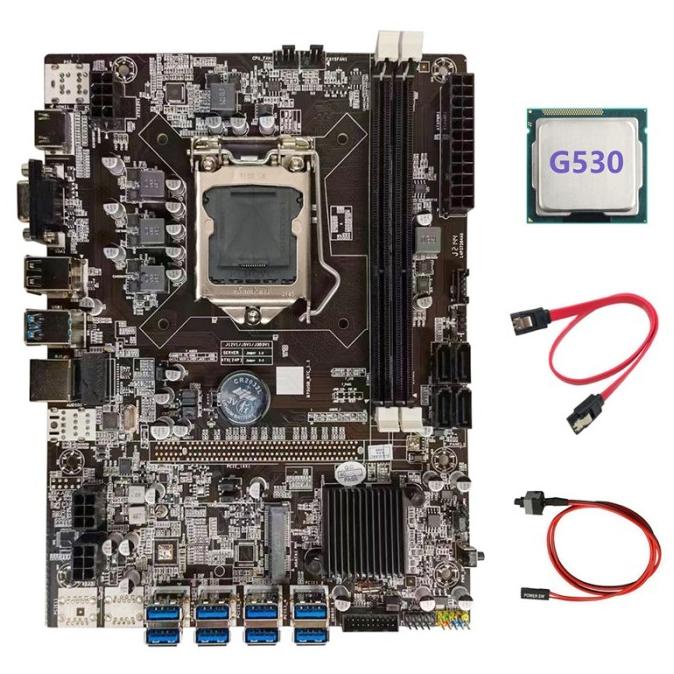 B75 Btc Mining Motoard + Cpu + Kabel Sata + Saklar 8X Pcie Ke Usb