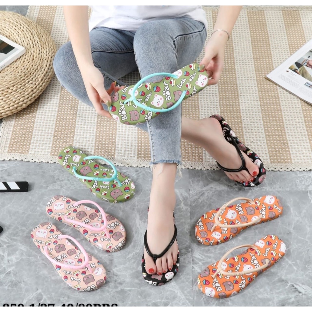 Sandal wanita jepit karet jelly premium import sandal kekinian