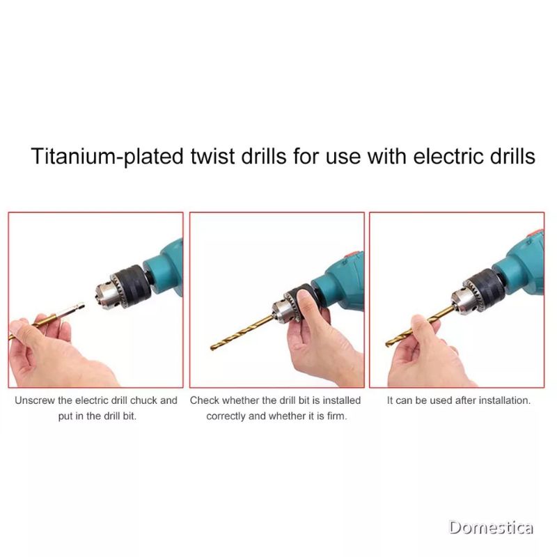 Nuansa - 13 Pcs Mata Bor Besi Baja Set HSS Titanium Power Drill Steel Hex Shank