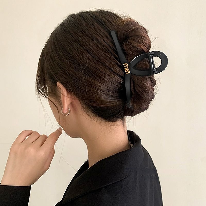 2022 Jepit Rambut Ponytail Besar Warna Hitam Matte Untuk Wanita