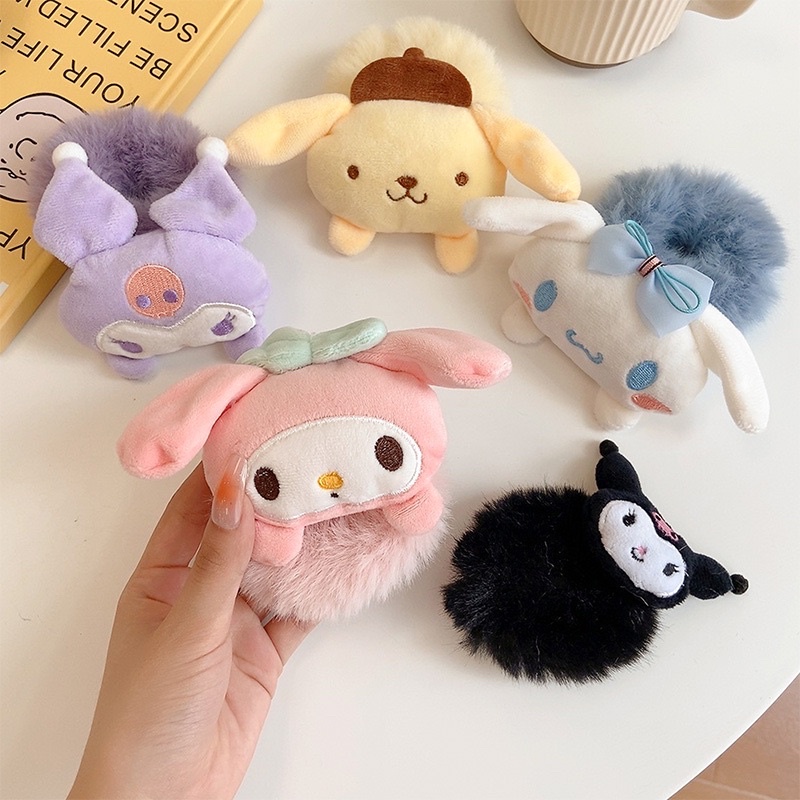 Delunashop_Acc Aksesoris ikat rambut Karet Bulu Boneka Sanrioo Cinnamoroll Melody Hairties Korean Import