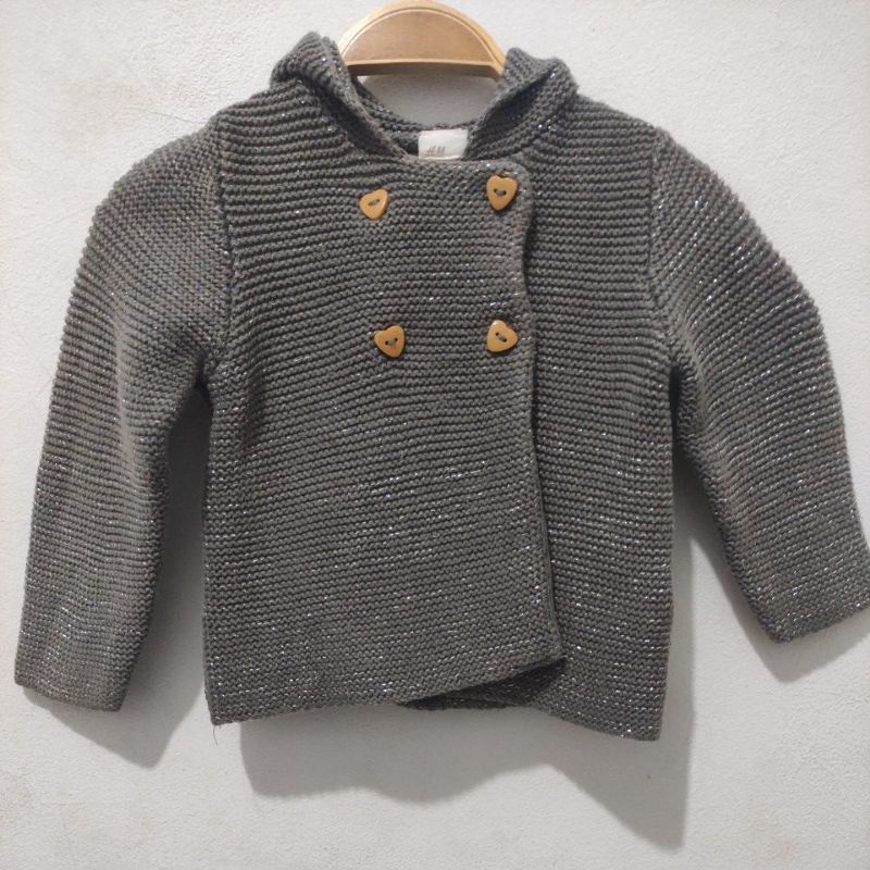 Cardigan rajut glitter anak size 6-9M brand H&M (preloved)