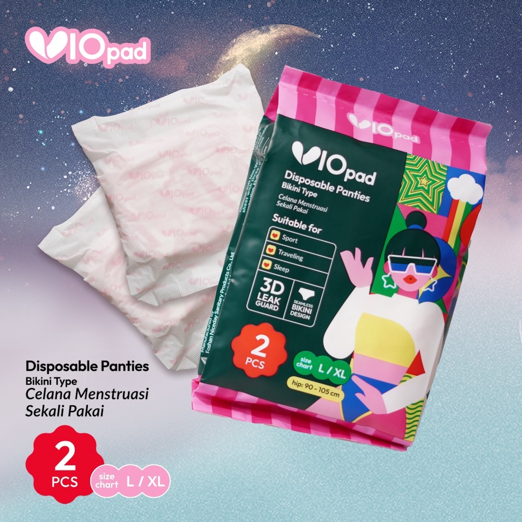 Vio Bikini Pads '2S Sanitary Napkins Size L-XL 90 - 105 cm isi 2 pcs Anti Bocor