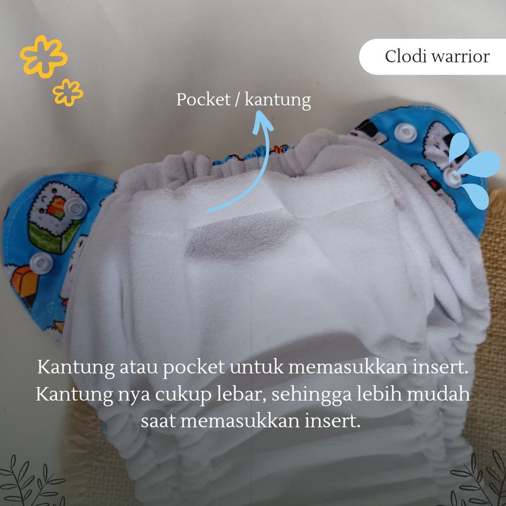 Baby oz Clodi All size Snap Kancing Popok Kain Bayi Cuci Ulang Fitur Cegah Bocor Inner Gusset