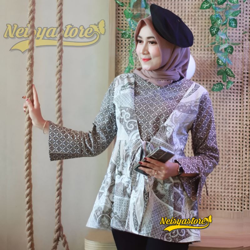 BAJU BATIK WANITA MODERN MONALISA GENES M,L,XL asli PEKALONGAN