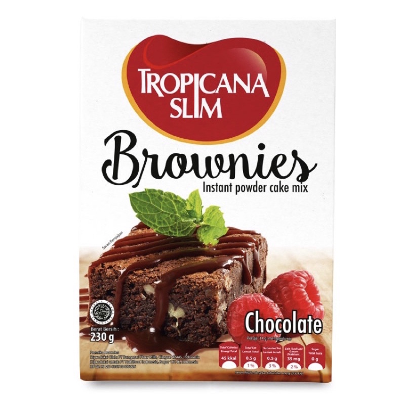 

Tropicana / Slim / Brownies / Instant / Powder / Cake / Mix / 230 gr / chocolate / cokelat