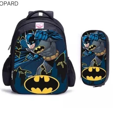Promo 2.2 Tas Sekolah Batman 2 in 1 TK-SD Tas Anak Laki-Laki Backpack Tas Ransel Marvel Batman Anime Superhero Terbaru