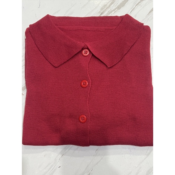 Cardigan Kerah Polo - Crop Cardy Kancing - Rajut Outher