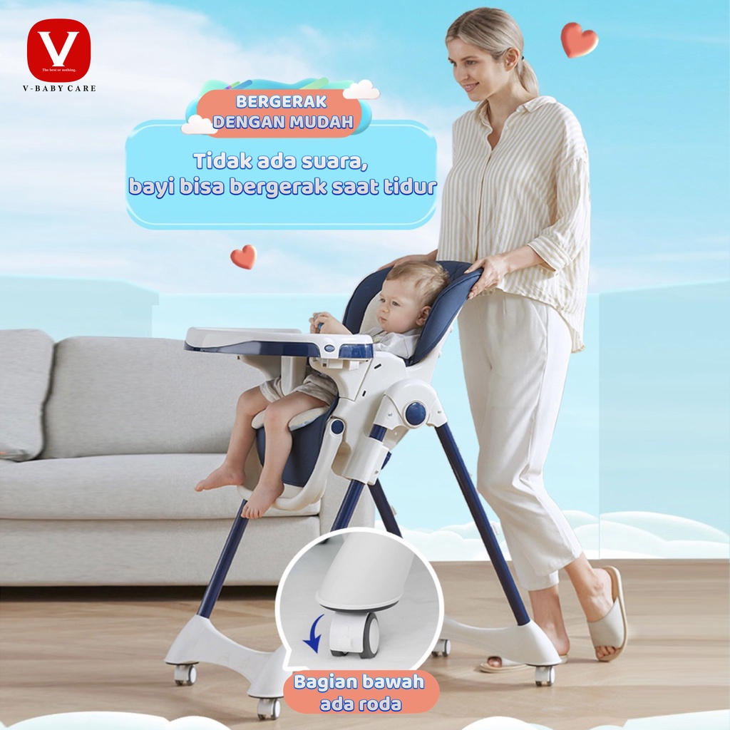 RJ7 V-BABY CARE Kursi Makan Bayi/ Bayi Rumah Tangga Anak Multifungsi Meja Makan/ Kursi makan Lipat