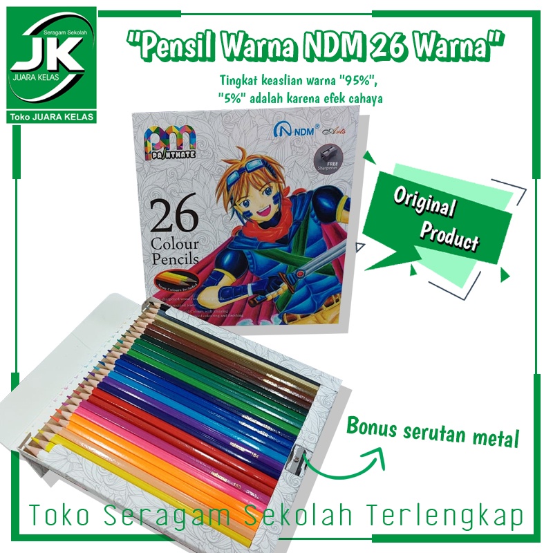 

[JK] NDM Pensil Warna isi 26 include Gold and Silver bonus serutan Long NDM Paintmate