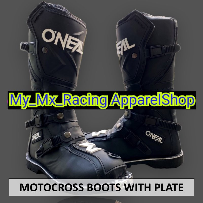 Sepatu MX Boots Oneal with Iron Protector - Sepatu Trail - Sepatu Motocross - Sepatu Enduro - Sepatu Adventure - Premium Black terlaris