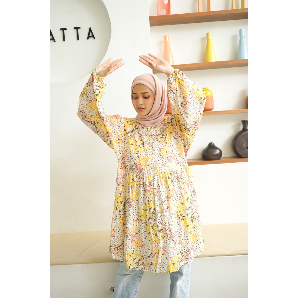 saymehijab - leona tunik - midi dress - dress korea - tunik terbaru rayon import