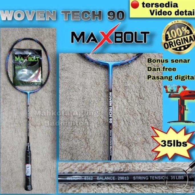 raket badminton maxbolt woven tech 90 tech90 35 lbs 35lbs original
