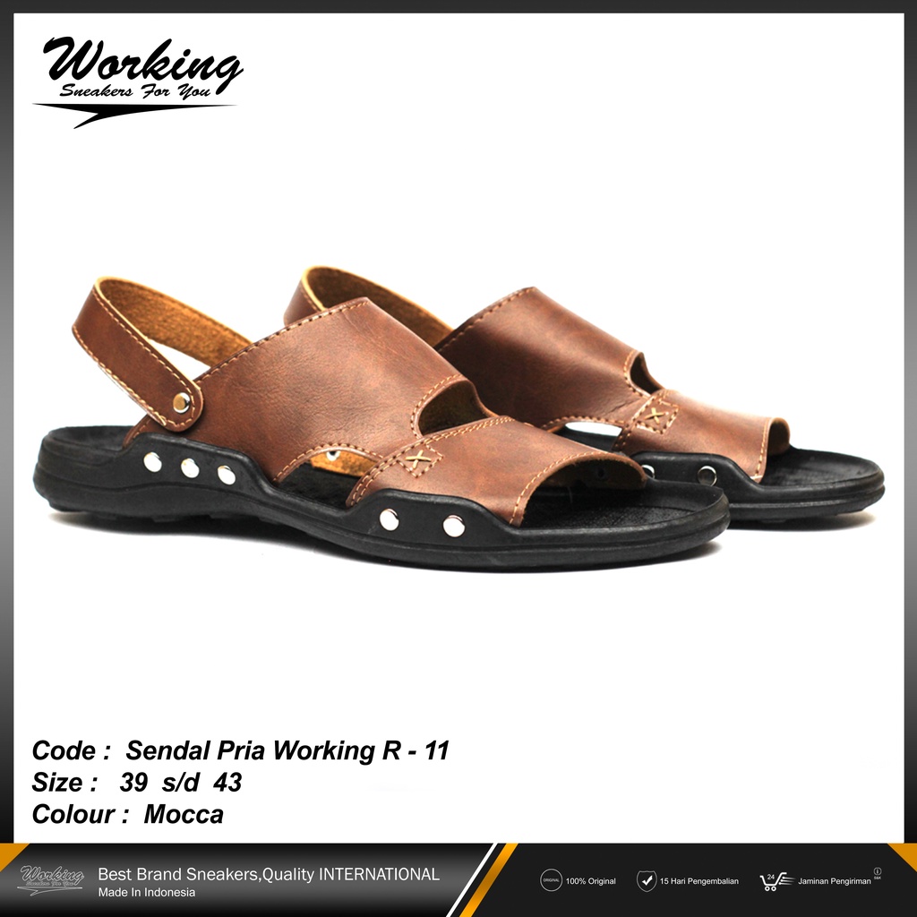 Sandal Kulit Pria Original Working R-11 Terbaru Nyaman Dipakai
