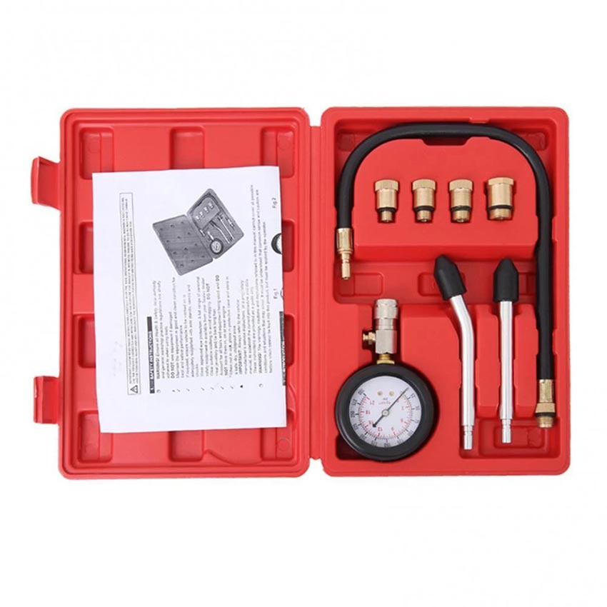 8Pcs / Set Tester Kompresi Silinder Mesin Mobil Alat Cylinder Compression Tes Kebocoran Kompresi Pengukur Tekanan Gas Mesin