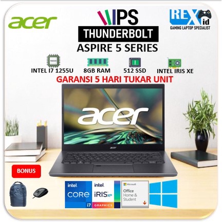 ACER ASPIRE 5 SLIM A514 (i7 1255u 8gb 512ssd IrisXe W11+OHS 14.0inch FHD IPS ThunderB BLIT FP 1/3/0+ADP)