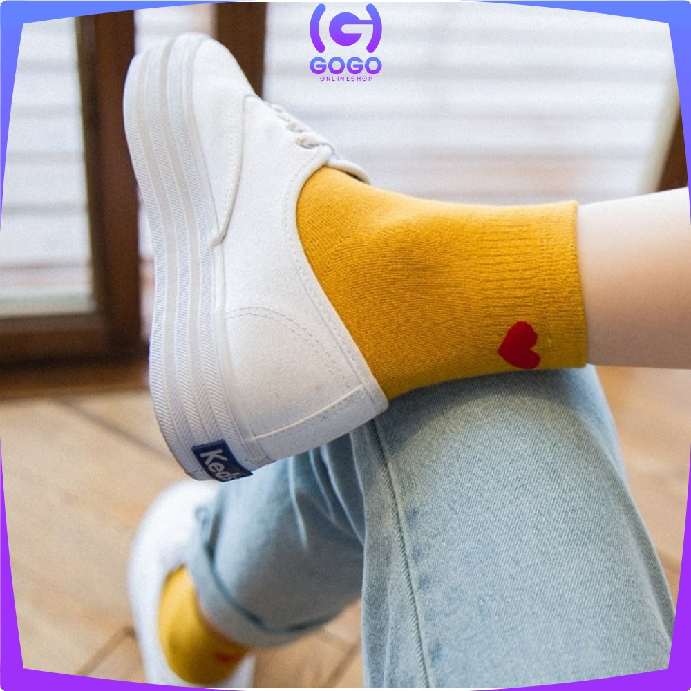 GOGO-P255 Kaos Kaki Motif Love Kaos kaki Pendek Ankle Fashion Korea Women Socks Ala Korea Semata Kaki Import