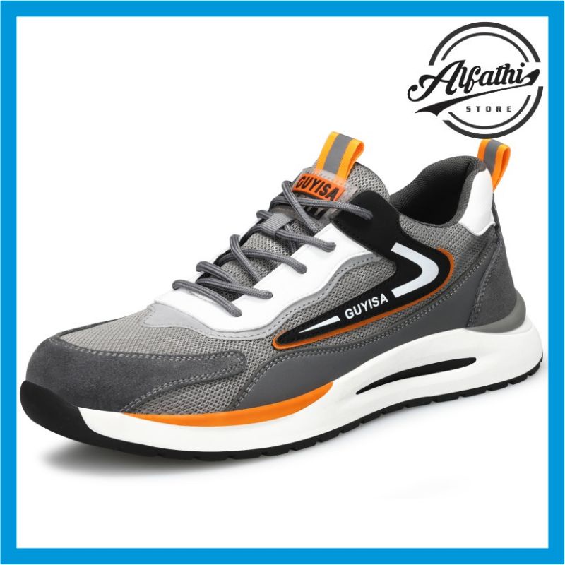 AlFathi Sepatu Safety Sneakers Sport New Guyisa Grey Orange