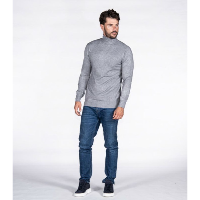 [ NEVARA ] MEN TURTLE NECK LONG SLEEVE - KAOS TURTLE NECK PRIA LENGAN PANJANG ABU MUDA