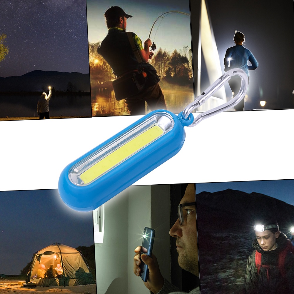 Lampu Kerja LED COB Mini Portable Ultra Terang 3 Mode Dengan Gantungan Kunci Untuk Camping / Hiking