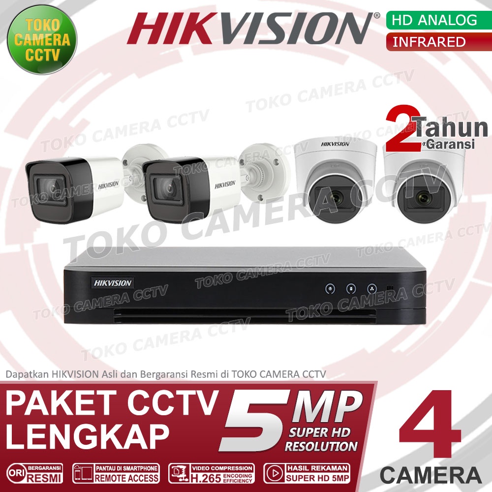 PAKET CCTV HIKVISION 5MP 4 CHANNEL 4CAMERA