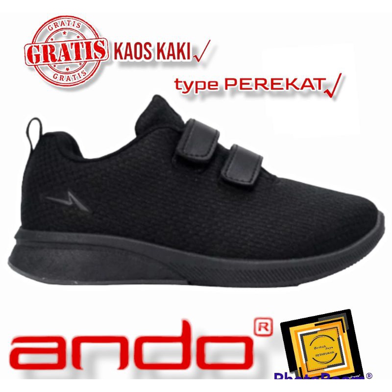 SEPATU SEKOLAH MODEL TERBARU - SEPATU SEKOLAH MEREK ANDO / SEPATU HITAM POLOS / SEPATU ALL BLACK