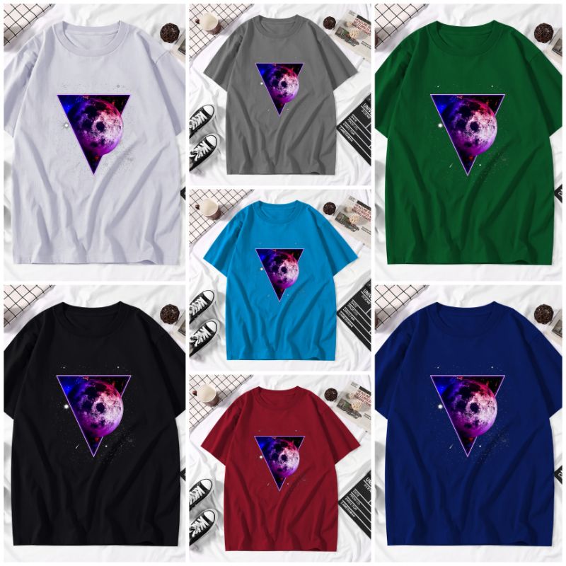 KAOS ATASAN COWOK JUMBO MURAH T-SHIRT PRIA LENGAN PENDEK MOTIF GALAXY UNGU KEREN