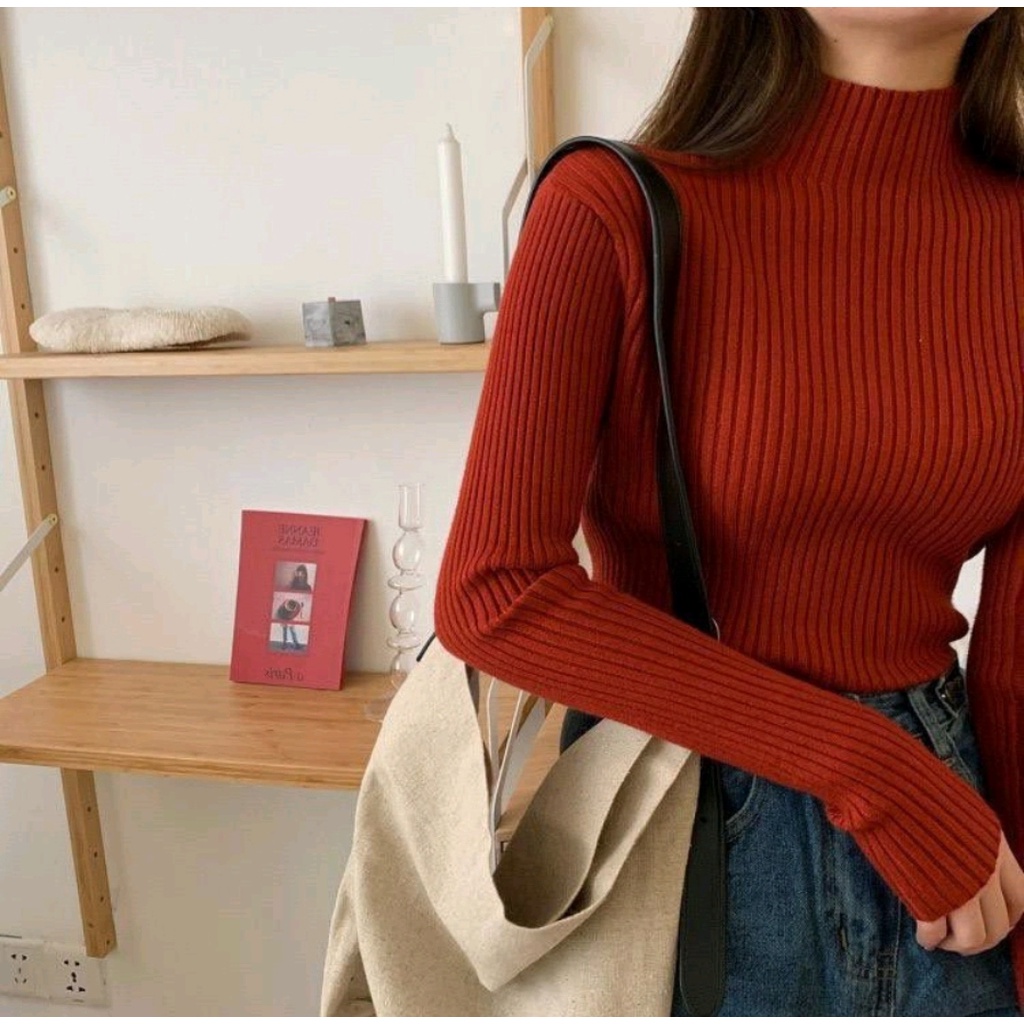 Inner Rajut Baju Dalaman Turtleneck Knit Manset