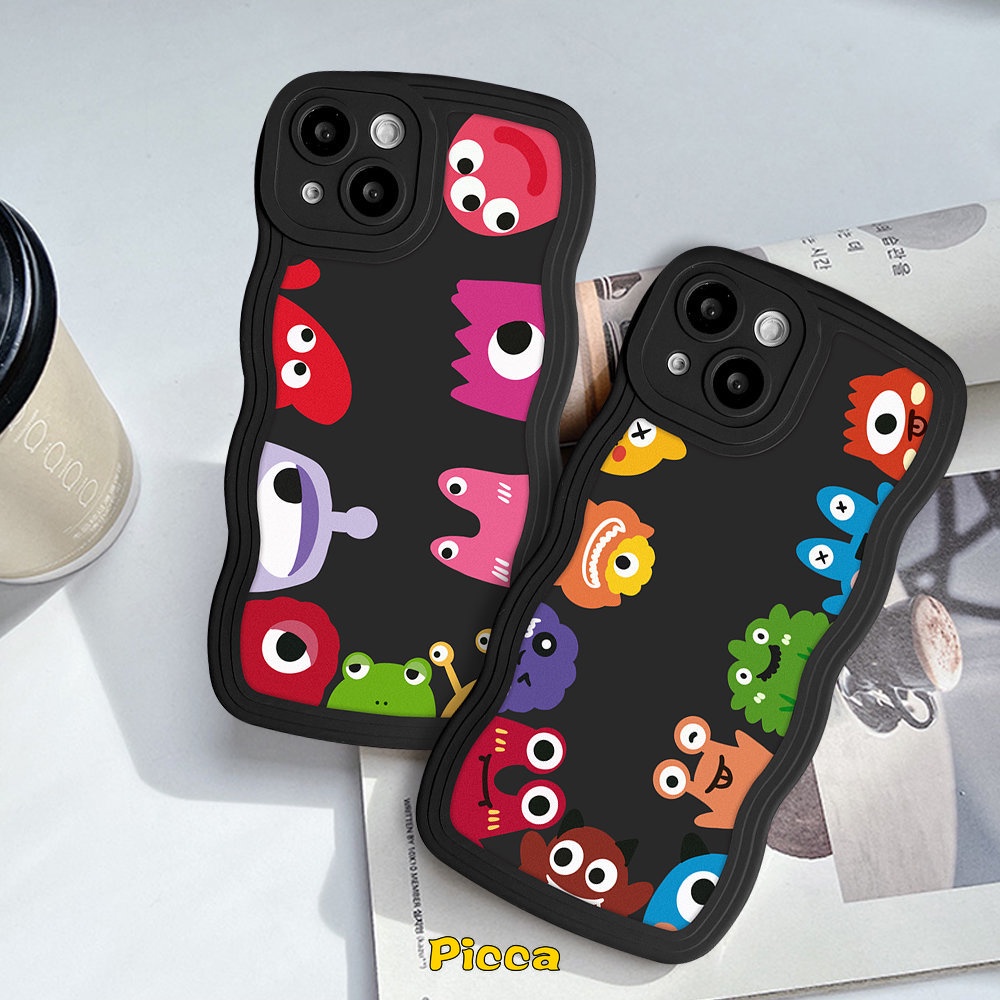 Soft Case Motif Monster Kecil Untuk OPPO A17 A16 A55 A15 A57 A16K A54 A17K A12 A77 A74 A5 A9 A16s A96 A95 A5s A7 A1k A77s A53 A3s A72 A76 Azer 6e 7f 8zer Case Pelindung Earphone Bluetooth Airpod