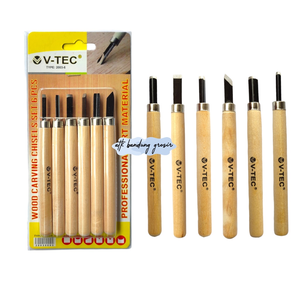 

V-Tec Wood Carving Chisels Set 6 / Vtec Pisau Ukir Set 6 / Alat Ukir Kayu V-Tec – Set 6