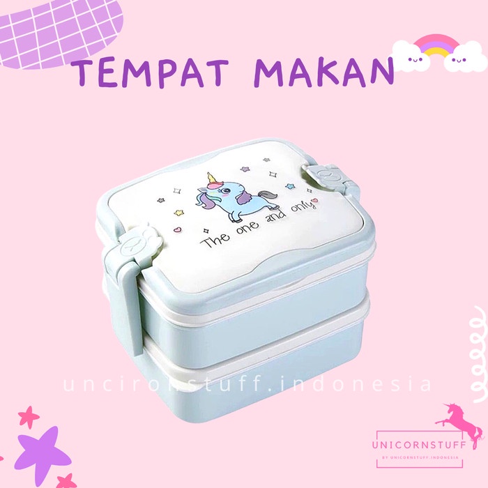 Tempat Makan Anak Sekolah Perempuan Bekal Lunch Box Cewek Unicorn Susu