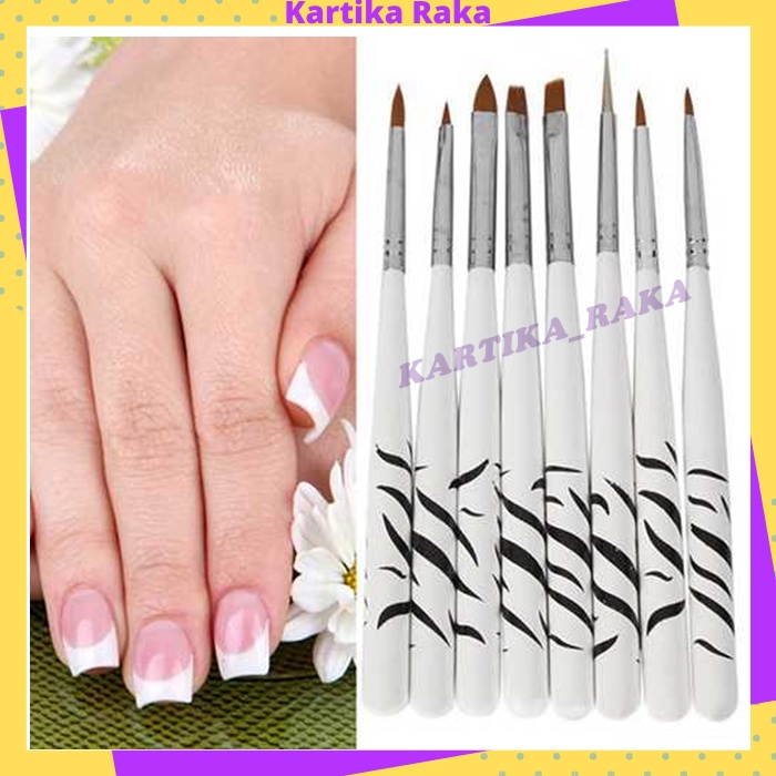 KR Kuas Kutek Kuku Nail Art Liner Drawing Brush Motif Zebra 8 Pcs