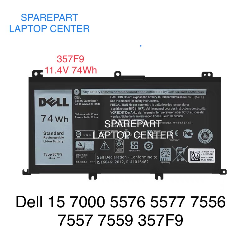 Baterai Dell 15 7000 7559 7566 7567 7759 357F9 P65F