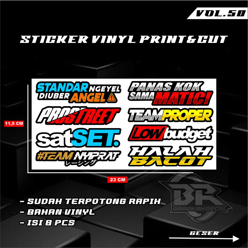 Stiker Racing Sticker Print &amp; Cut Stiker Motor Setiker Variasi Vinyl 50-54