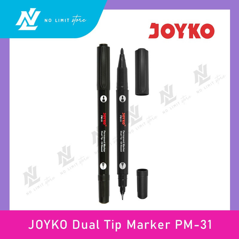 

Joyko Permanent Marker Dual Tip PM-31 - Spidol Permanen Dual Tip PM 31 - Hitam