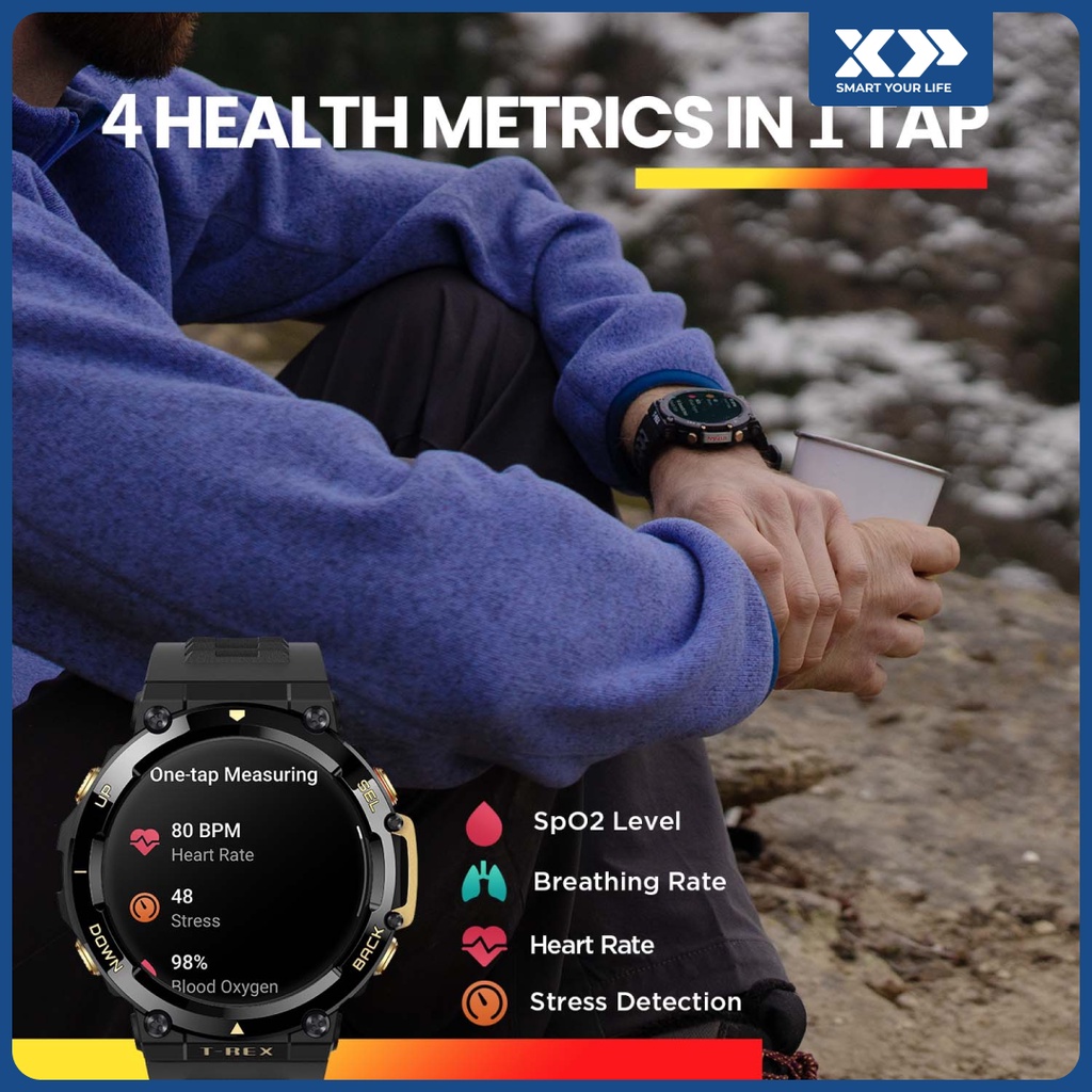 Amazfit T-Rex 2 Smartwatch Military-grade Toughness SpO2 GPS 150+ Sports Modes - Garansi Resmi