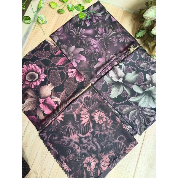 Kerudung THR Segi Empat Jaguar Bella Motif Sifon Vine Rijek Halus