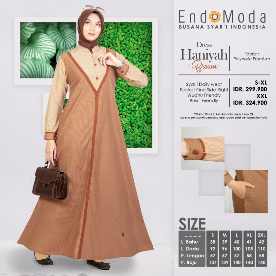 Gamis HANIYAH Dress Endomoda Terbaru / Baju Gamis Endomoda HANIYAH [COD]