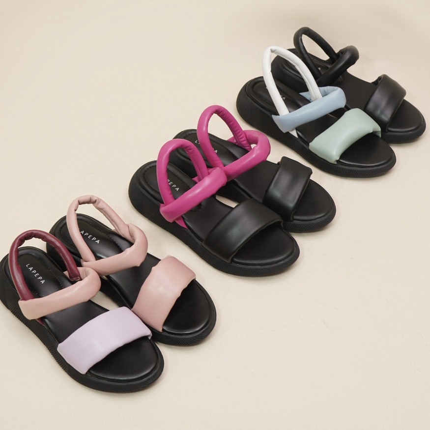 LAPEPA YUK -  Sepatu Sandal Wanita Wedges VALERIE Model Ban dua Tali Strap belakang Hak Tinggi Sole 4 cm Spatu Sendal Gunung Cewek  Size 36 37 38 39 40 41 Warna White Army Putih Hijau Tua Soft Cewe Kekinian Premium Terbaru Shoes Ori Original Mall Official