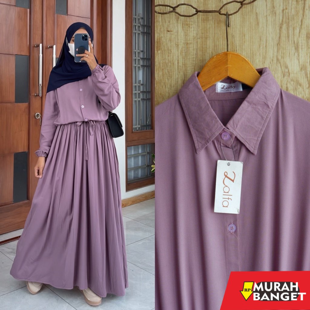 model gamis kombinasi polos terbaru 2022 AURELIA dress by ZALFA OUTFIT / gamis polos / dress polos /