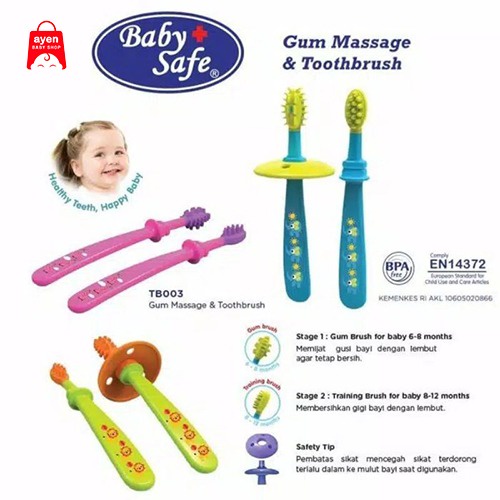 Sikat Gigi Gusi Lidah Bayi Baby Safe TB003 Gum Massage &amp; Tooth Brush