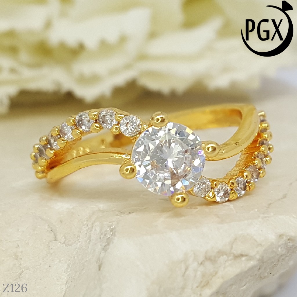 PGX Cincin Xuping Wanita Lapis Emas Aksesoris Perhiasan Fashion Premium - Z126