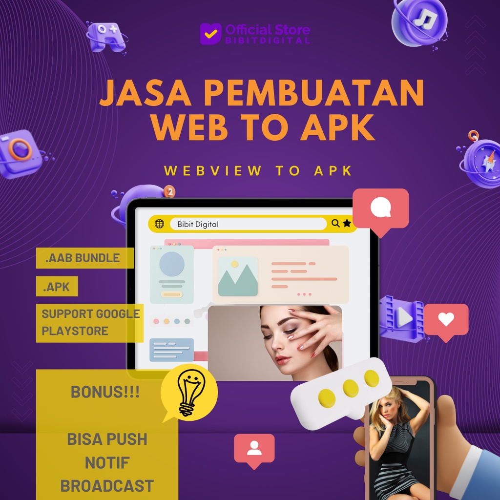 Bibit Digital Jasa Layanan Pembuatan Aplikasi Android Webview Fitur Lengkap (APK DAN AAB) Jasa Buat 