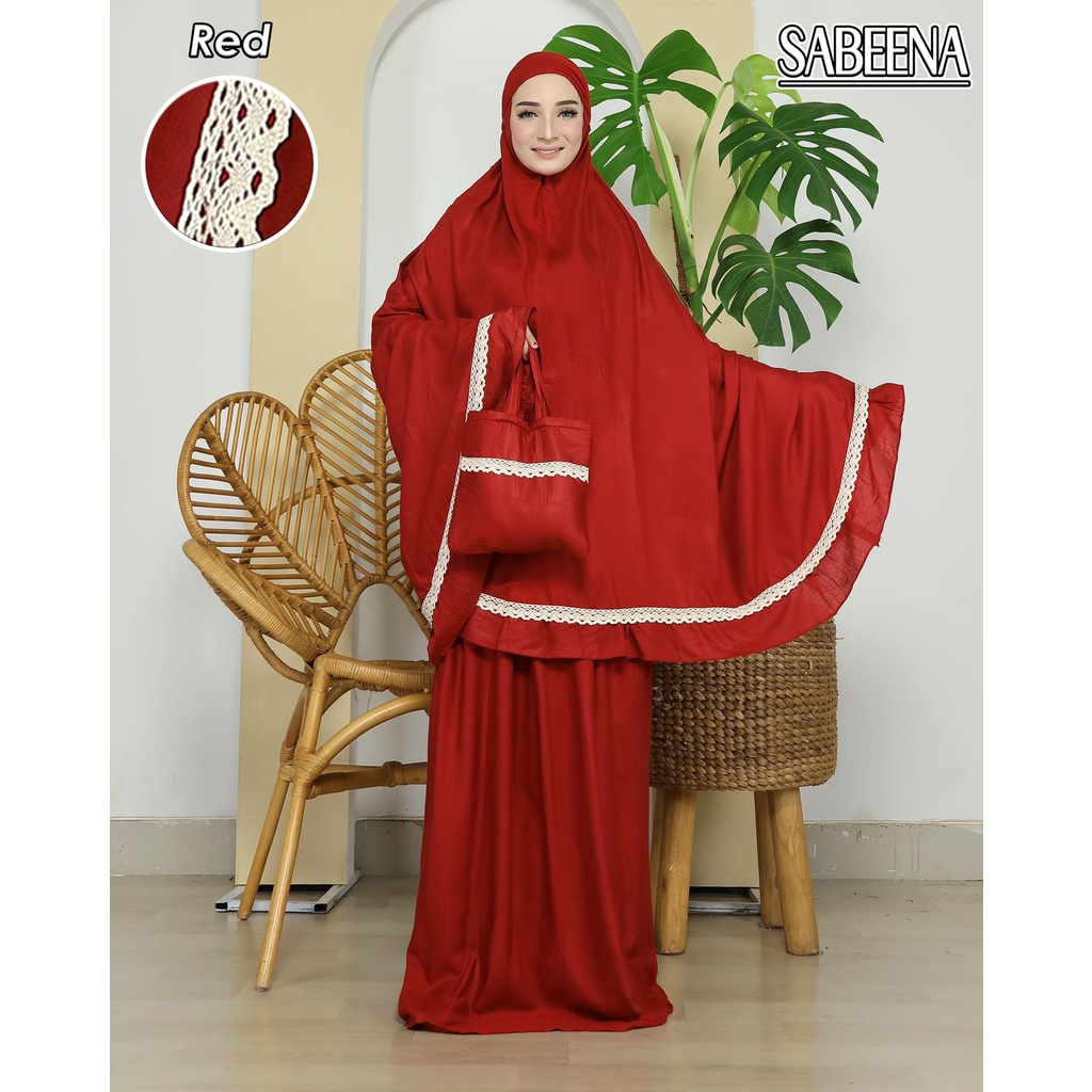 Mukena Dewasa Jumbo Bahan Katun Super Premium Motif Polos Renda Sabeena.Store