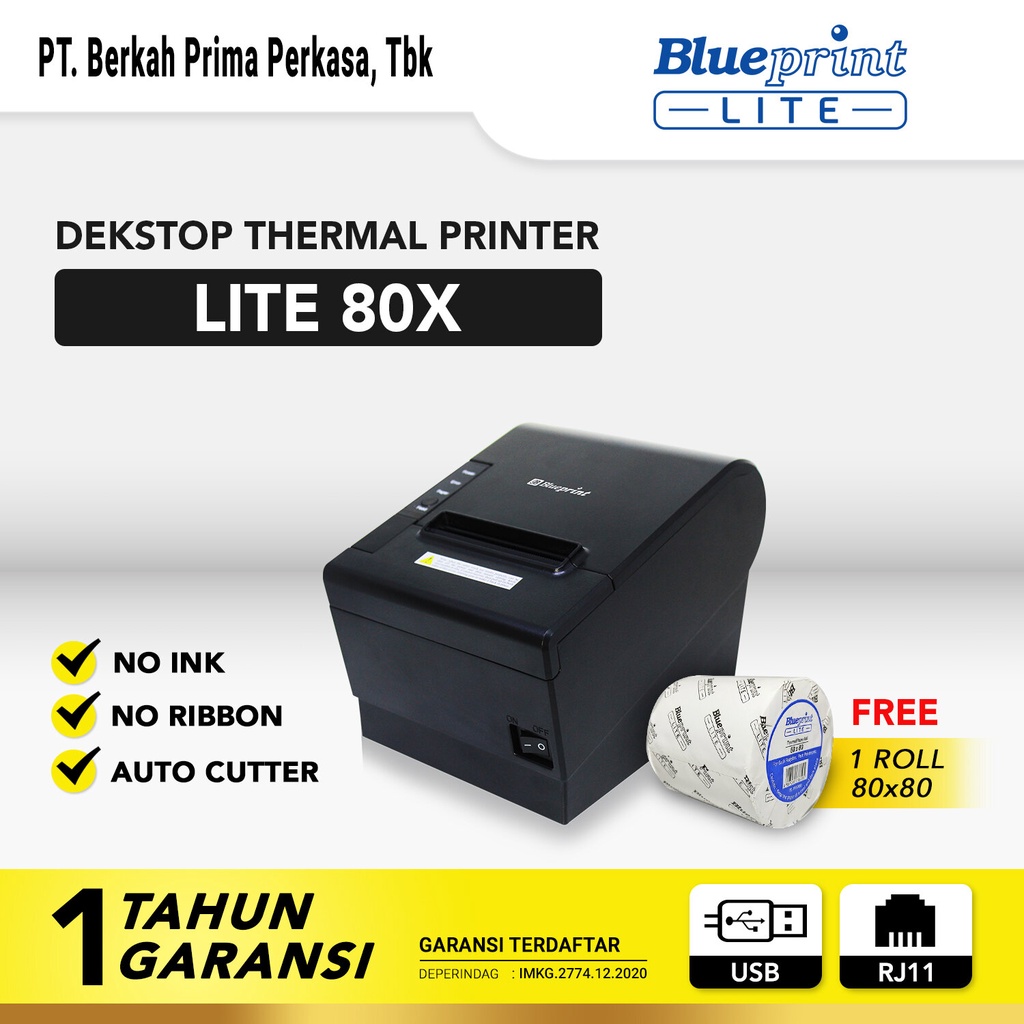 Dekstop Thermal Printer Blueprint BP-LITE 80X | 120mm/s USB 80mm